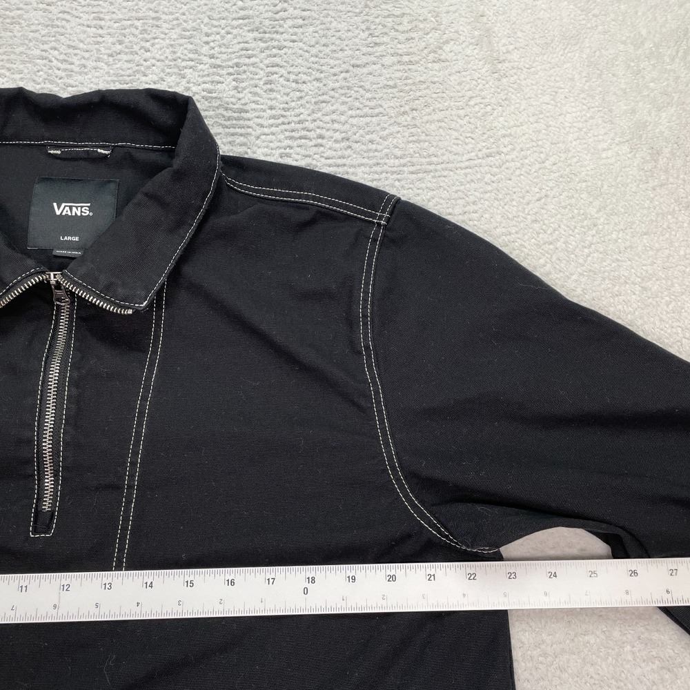 Vans Jacket Mens Large Halifax Anorak Black Canvas‎ 1/4 Zip Skater Streetwear - Picture 5 of 6